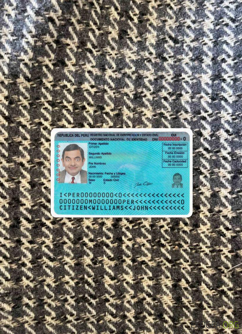 Carte d'identité du Pérou, version 2 photolook RECTO